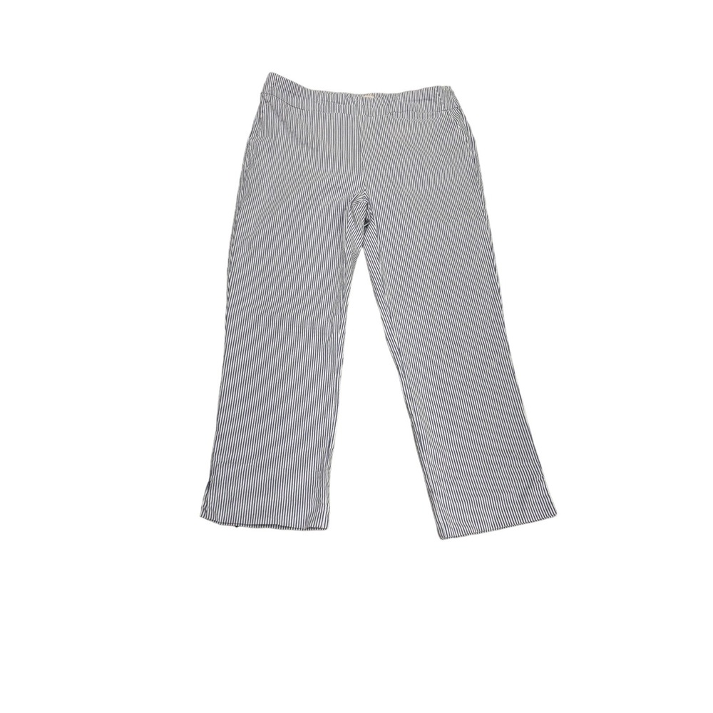 Elaine Rose Women's Crop Pant Size 8 Classic Fit BNWT Blue White Pinstripe